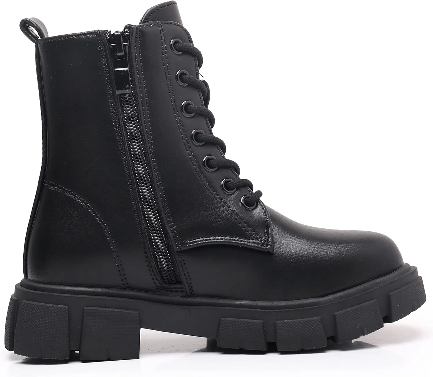 Apakowa Girls Combat Boots Fashion Ankle Booties Side Zipper Boots (Little Kid/Big Kid)