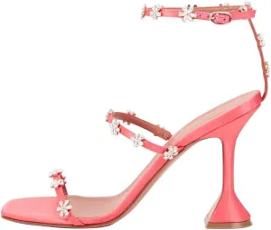 Arqa Crystal Embellished Heeled Sandals Women's Open Toe Ankle Strap High Heels Summer Sandal