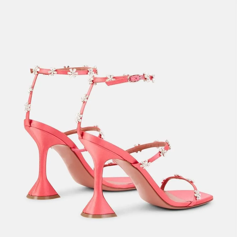 Arqa Crystal Embellished Heeled Sandals Women's Open Toe Ankle Strap High Heels Summer Sandal