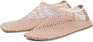 Arqa Crystals Mesh Flats for Women Rhinestone-Embellished Fishnet Sock Ballet Flat Shoes Comfort Casual Ballerina Shoes