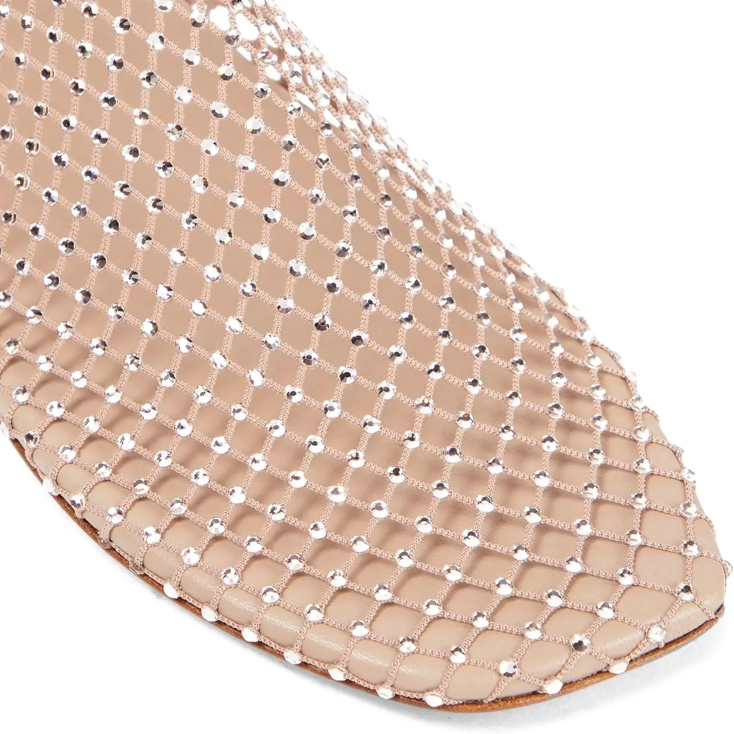 Arqa Crystals Mesh Flats for Women Rhinestone-Embellished Fishnet Sock Ballet Flat Shoes Comfort Casual Ballerina Shoes