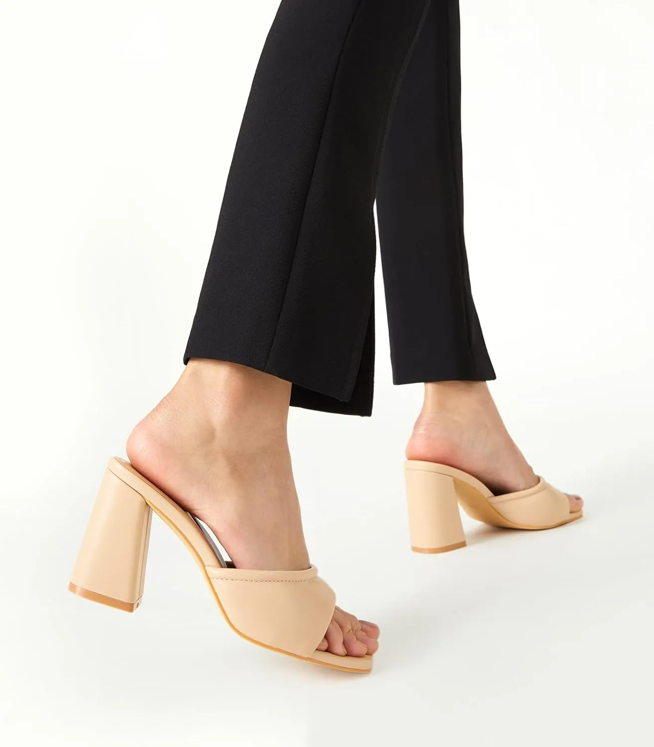 Arromic Women's Square Open Toe Heels Sandals Comfortable Block Chunky Heeled Sandals Slip on Heels Summer Evening Party Wedding Prom Dress Pumps Shoes