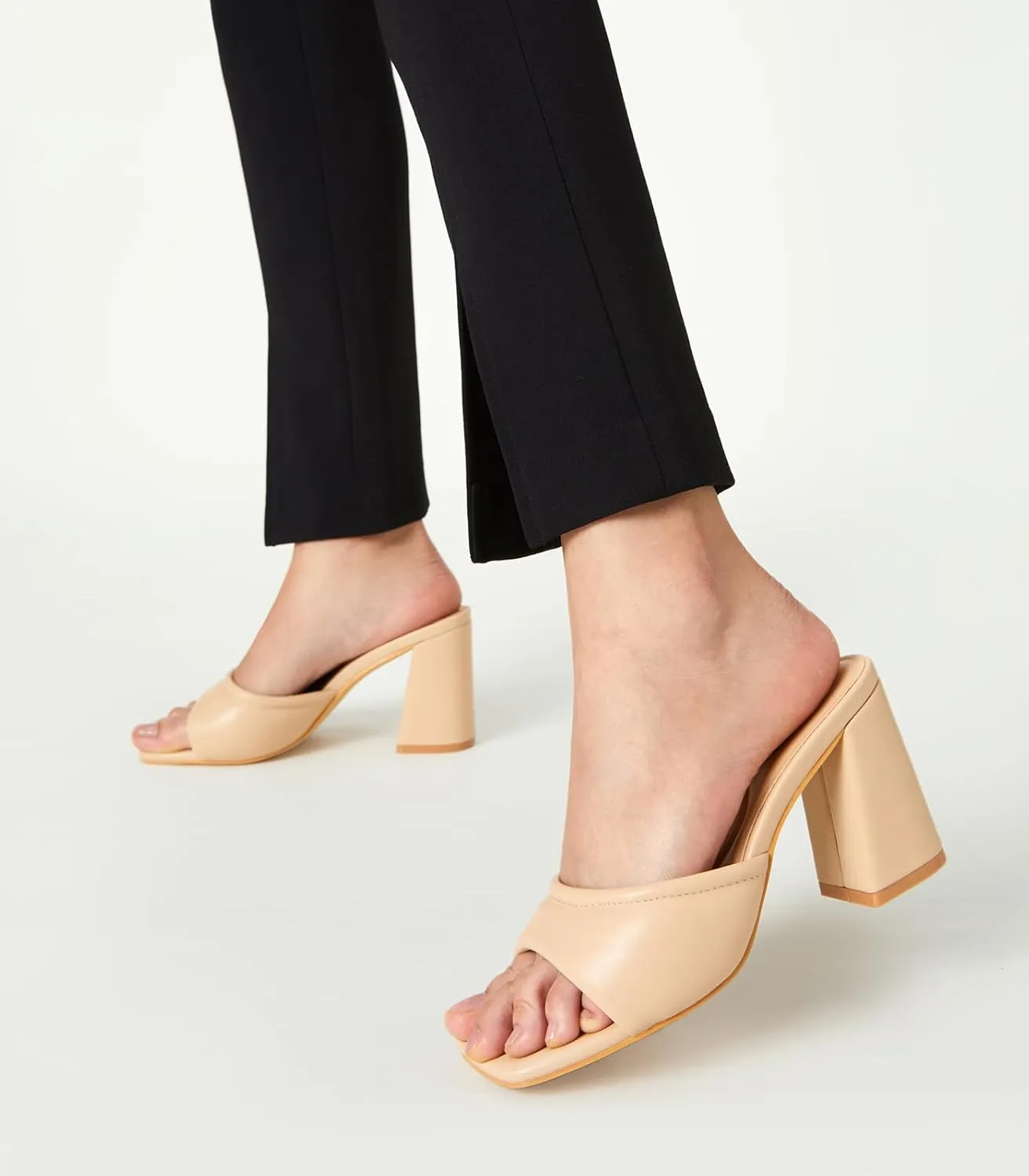 Arromic Women's Square Open Toe Heels Sandals Comfortable Block Chunky Heeled Sandals Slip on Heels Summer Evening Party Wedding Prom Dress Pumps Shoes