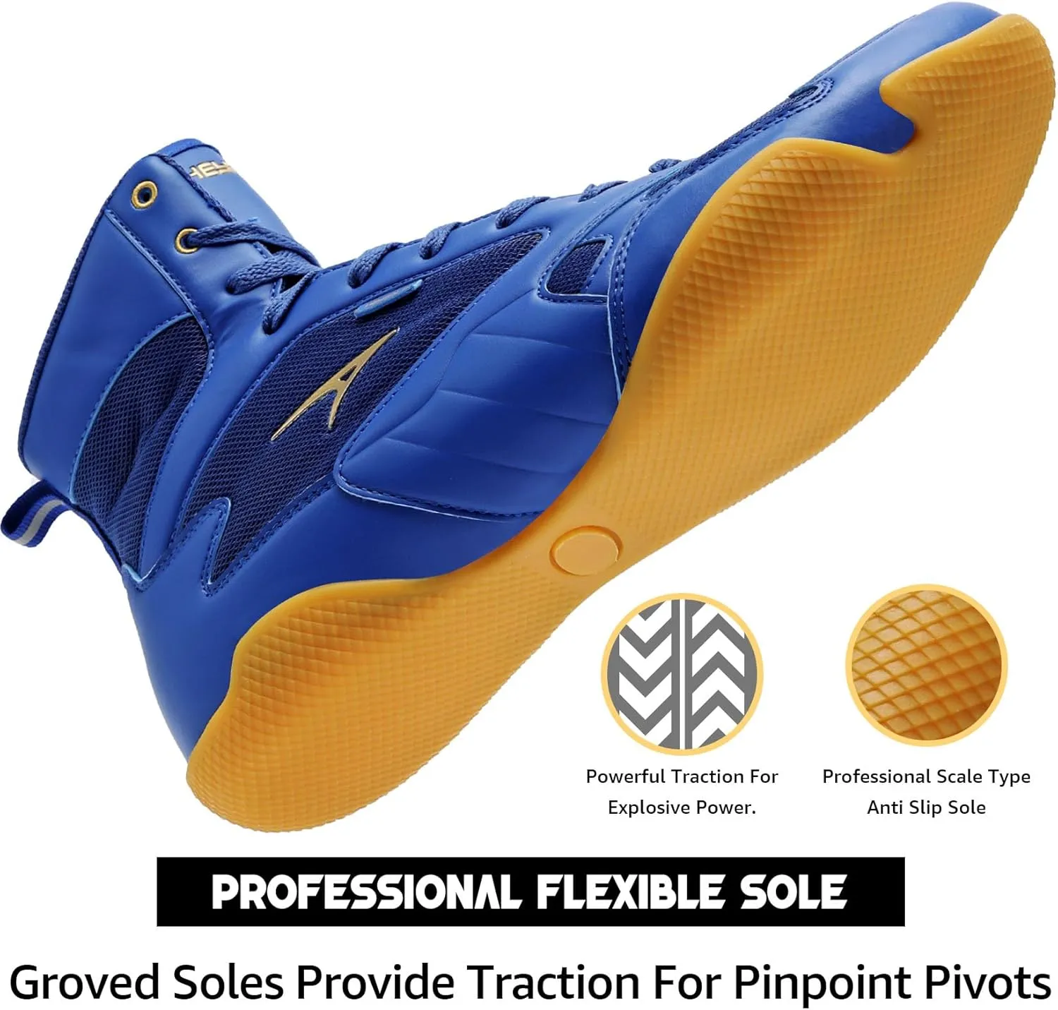 ASHION Men Wrestling Shoes Boxing Shoes High Top Fitness Sneakers Zero Drop Sole