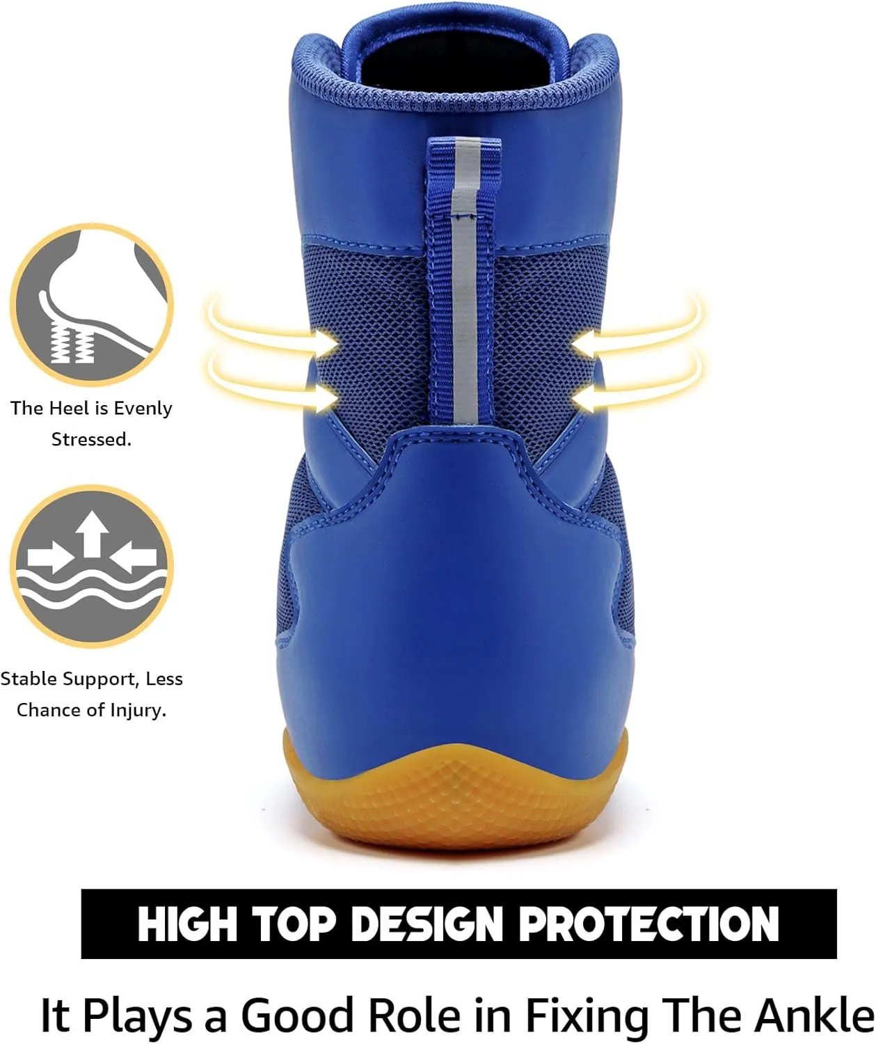 ASHION Men Wrestling Shoes Boxing Shoes High Top Fitness Sneakers Zero Drop Sole