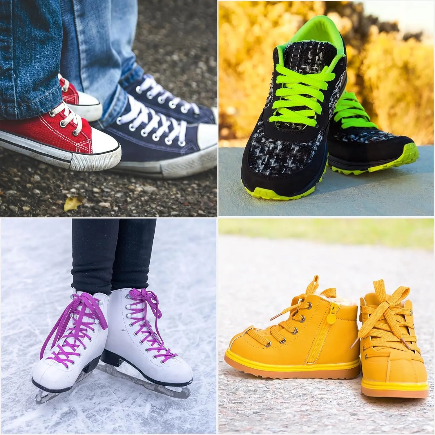 Auihiay 24 Pairs Flat Colored Shoelaces Shoestrings for Sneakers Skate Shoes Sport Shoes Boots