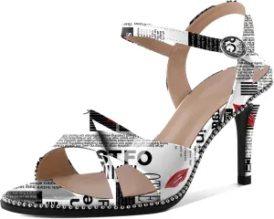 AUMOTED Women Stiletto High Heels Peep Open Toe Sandals Criss Cross Strappy Heels Wedding Office Cute Party Classic 3.1 Inch Summer Heels