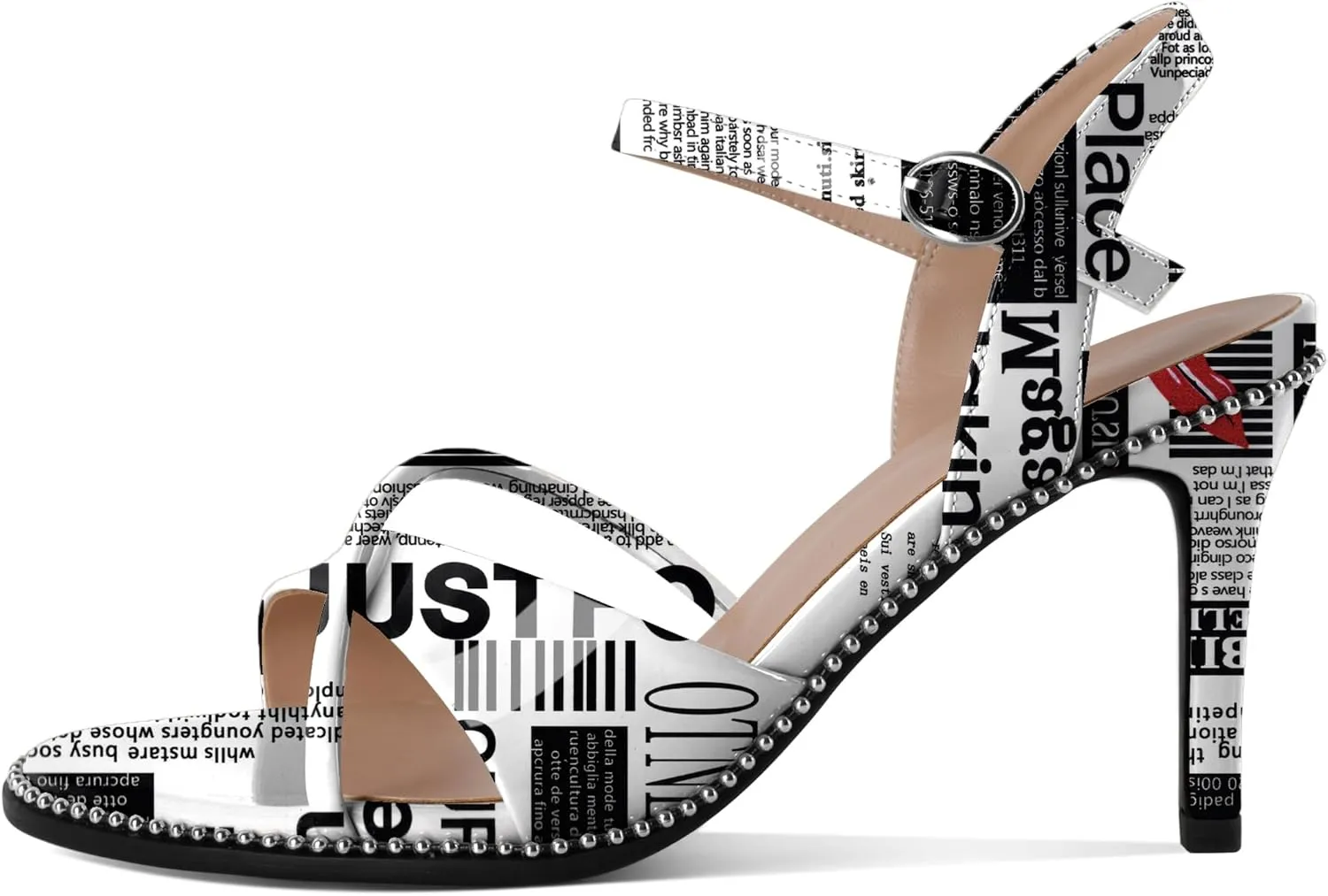 AUMOTED Women Stiletto High Heels Peep Open Toe Sandals Criss Cross Strappy Heels Wedding Office Cute Party Classic 3.1 Inch Summer Heels