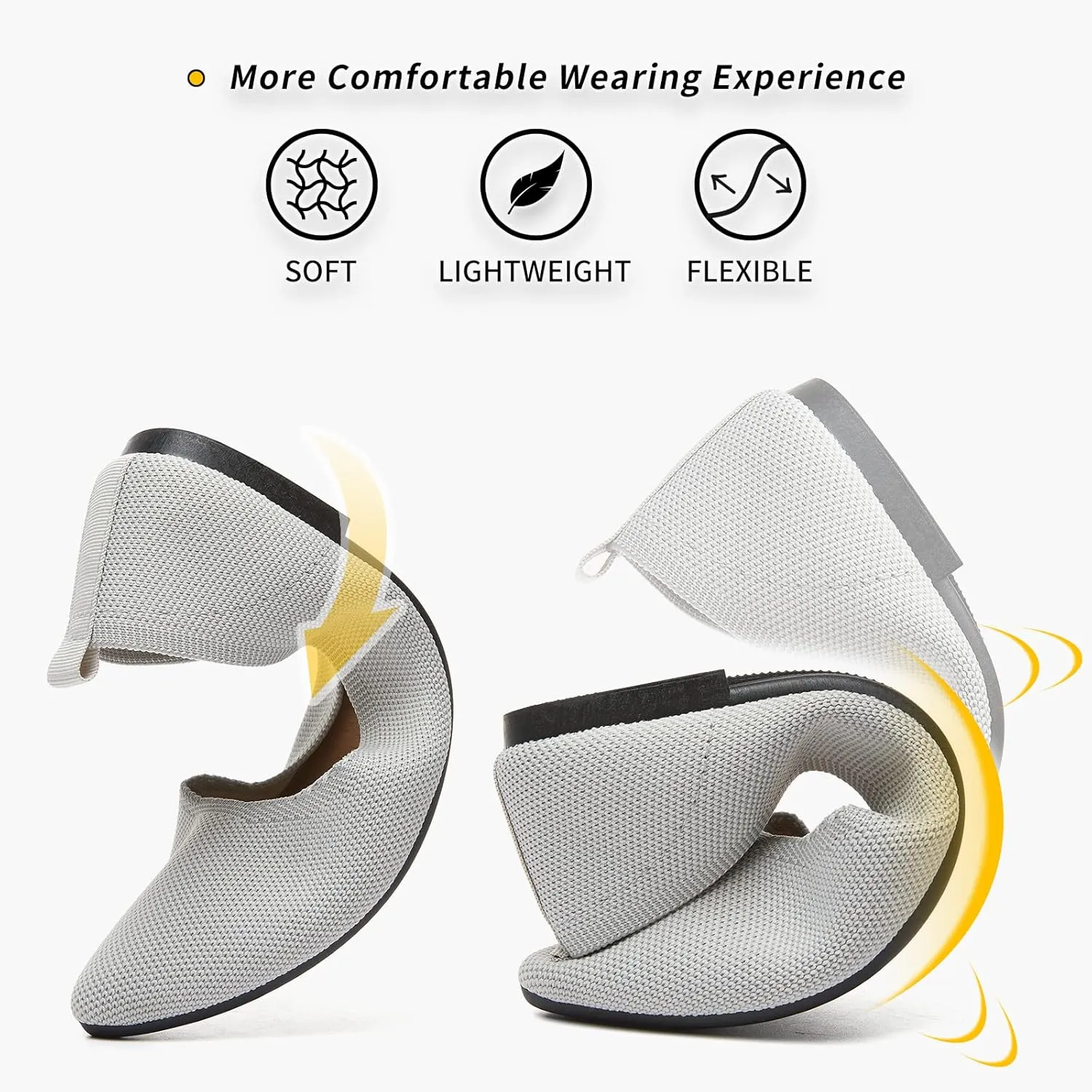 BABUDOG Women's Mesh Flats Shoes Pointed-Toe Dress Shoes for Women Black Flats Shoes Comfortable Memory Foam Flats Shoes