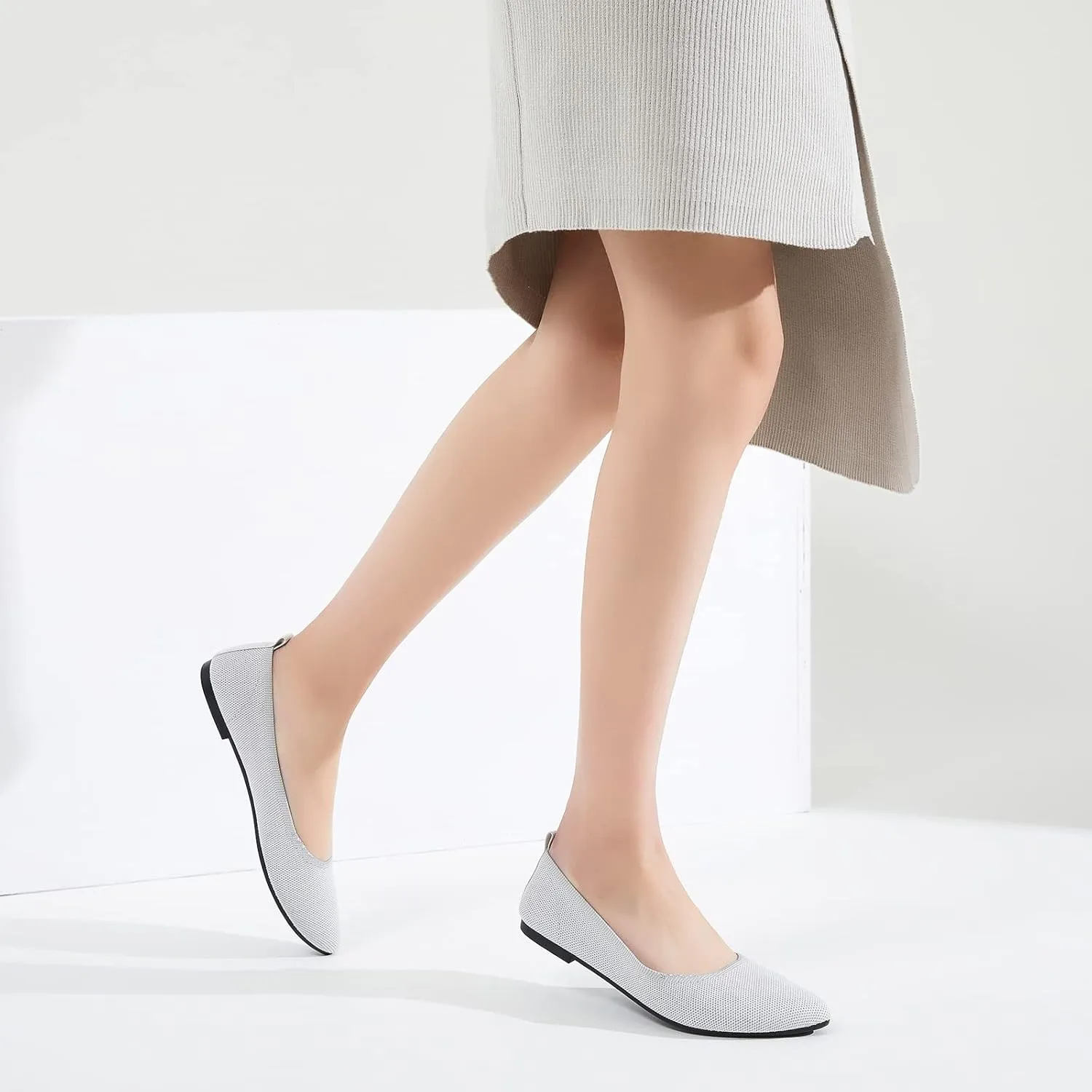 BABUDOG Women's Mesh Flats Shoes Pointed-Toe Dress Shoes for Women Black Flats Shoes Comfortable Memory Foam Flats Shoes