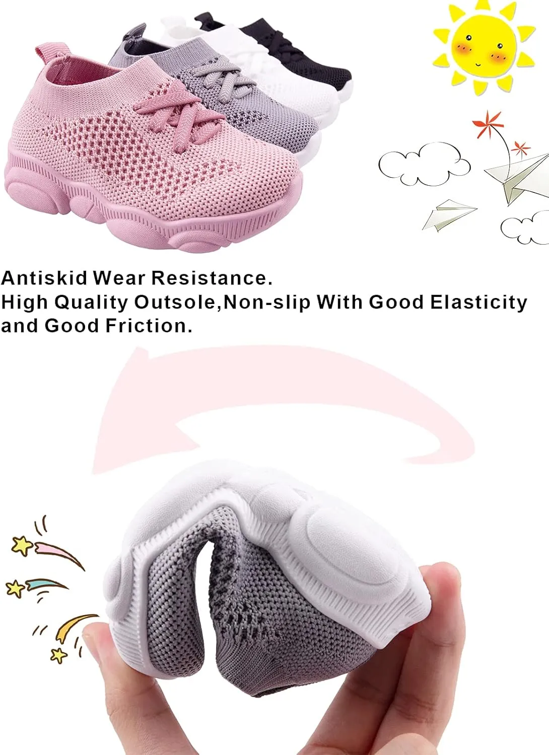 Baby Boy Girl First Walking Shoes Toddler Infant Mesh Sneakers Breathable Lightweight Non-slip Rubber Sole Summer