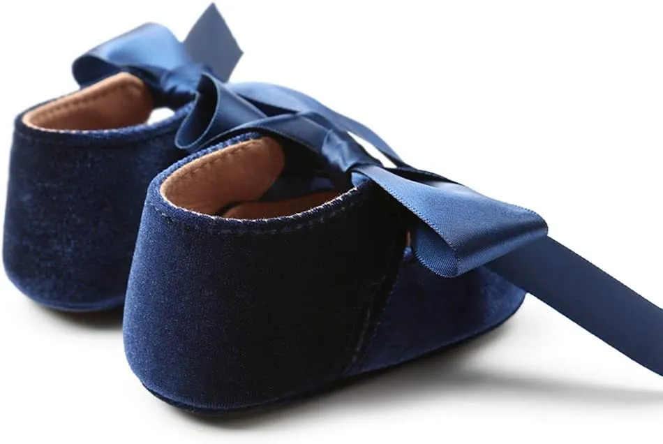 Baby Girls Mary Jane Flats Anti-Slip Rubber Sole Bow Toddler Princess Dress Shoes