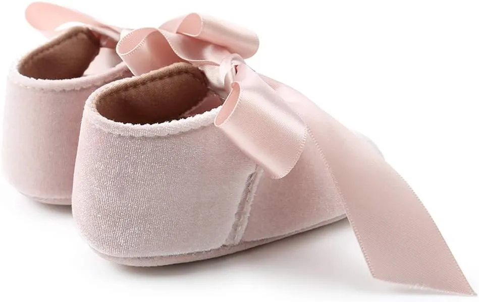 Baby Girls Mary Jane Flats Anti-Slip Rubber Sole Bow Toddler Princess Dress Shoes