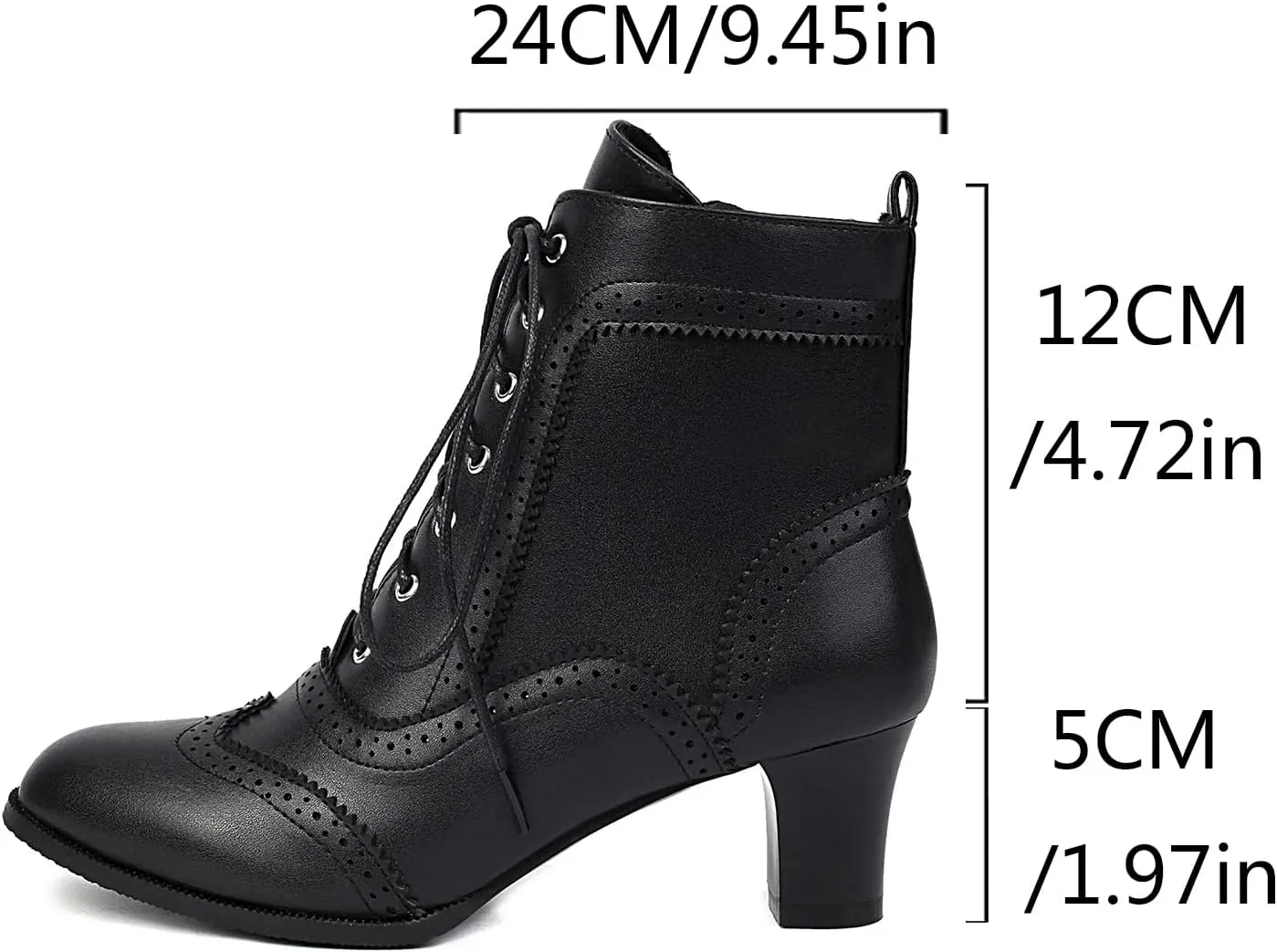 BEAUPAS Women's Vintage Brogue Ankle Boots Lace-up Block Heel Wingtip Victorian Combat Boots
