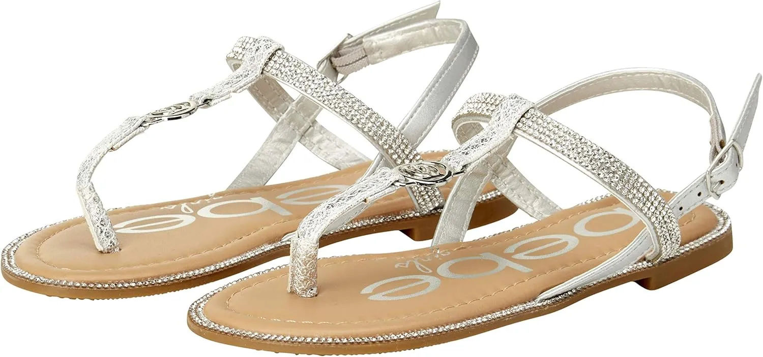 bebe Girls' Sandals – Rhinestone Studded Snake Sandals with Medallion (Little Kid/Big Kid)