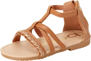 bebe Girls' Sandals – Strappy Leatherette Gladiator Sandals with Glitter Braid (Toddler)