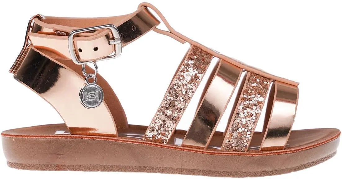 bebe Girls' Sandals - Trendy Flat Designs with Rhinestones, Puffy Straps, Embossed Details and Charms for Toddlers/Little Kids/Big Kids