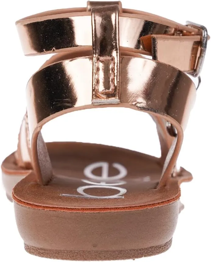 bebe Girls' Sandals - Trendy Flat Designs with Rhinestones, Puffy Straps, Embossed Details and Charms for Toddlers/Little Kids/Big Kids