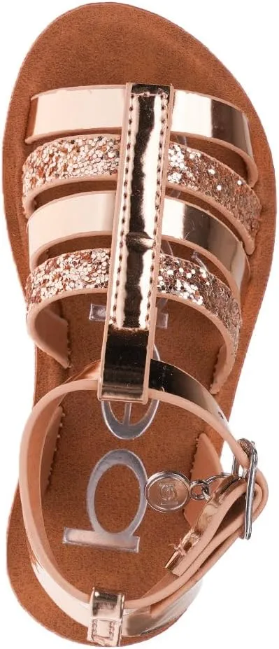 bebe Girls' Sandals - Trendy Flat Designs with Rhinestones, Puffy Straps, Embossed Details and Charms for Toddlers/Little Kids/Big Kids