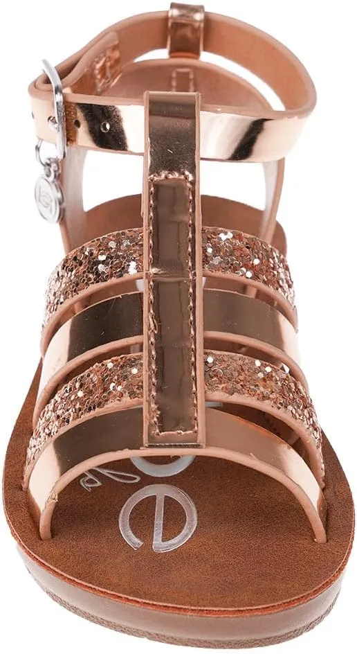 bebe Girls' Sandals - Trendy Flat Designs with Rhinestones, Puffy Straps, Embossed Details and Charms for Toddlers/Little Kids/Big Kids