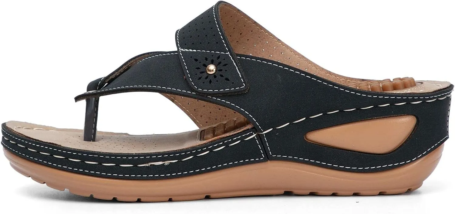 Best Arch Support Flip Flops for Women Leather Walking Sandals for Women Beach Sandals for Women Summer Arch Support Slides for Women Walking Shoes Women Comfort Slip On Western Sandals for Women