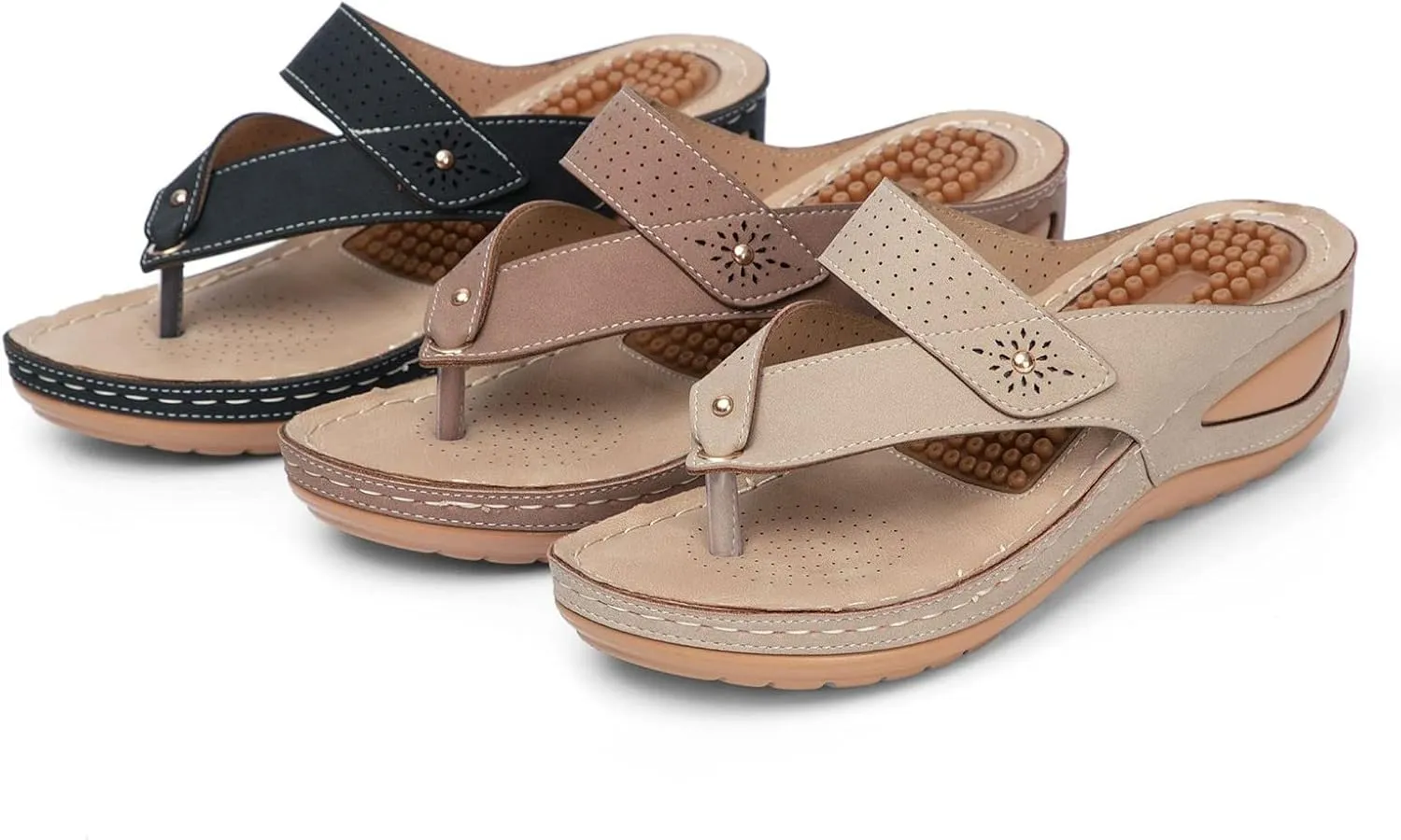 Best Arch Support Flip Flops for Women Leather Walking Sandals for Women Beach Sandals for Women Summer Arch Support Slides for Women Walking Shoes Women Comfort Slip On Western Sandals for Women
