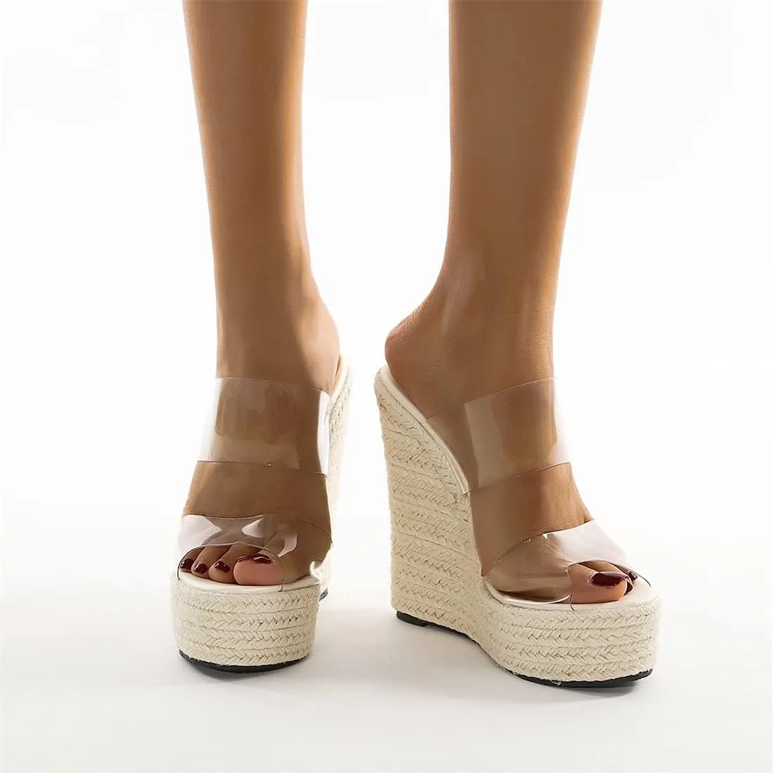 Betastella Women's Platform Espadrille Wedge Sandals Slides Open Toe Summer Slippers Pumps,