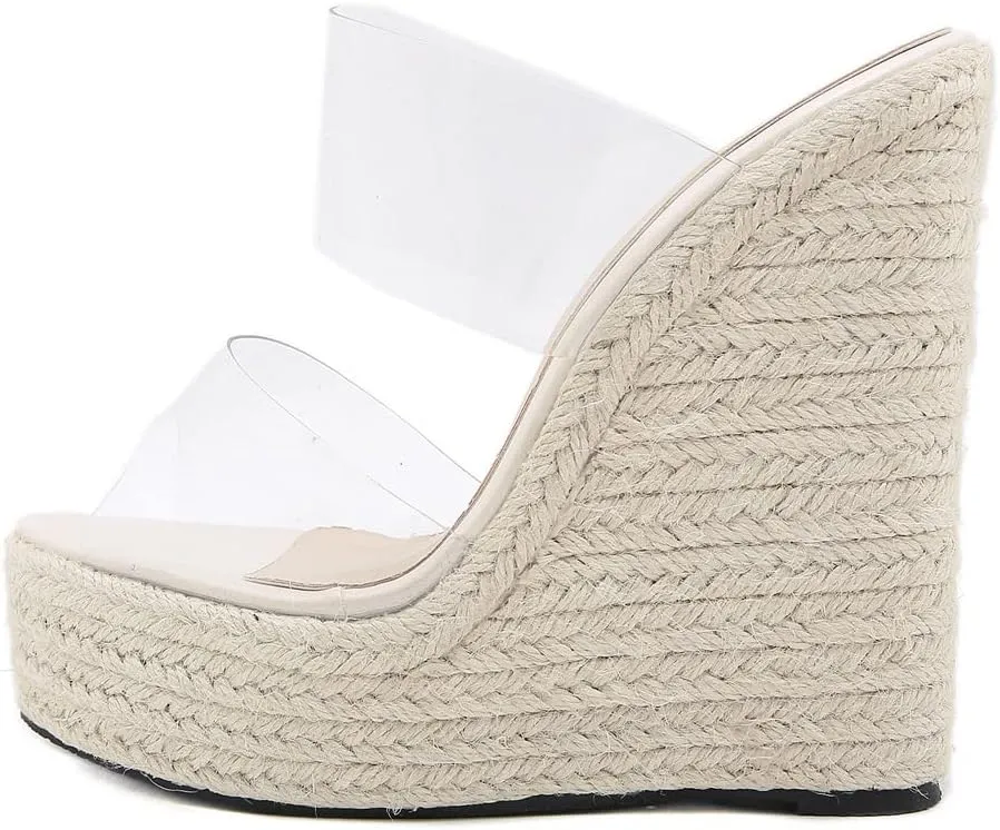 Betastella Women's Platform Espadrille Wedge Sandals Slides Open Toe Summer Slippers Pumps,