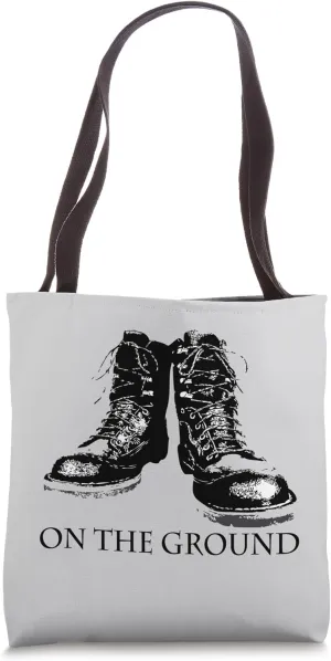 Black Combat Boots on Ground Tote Bag