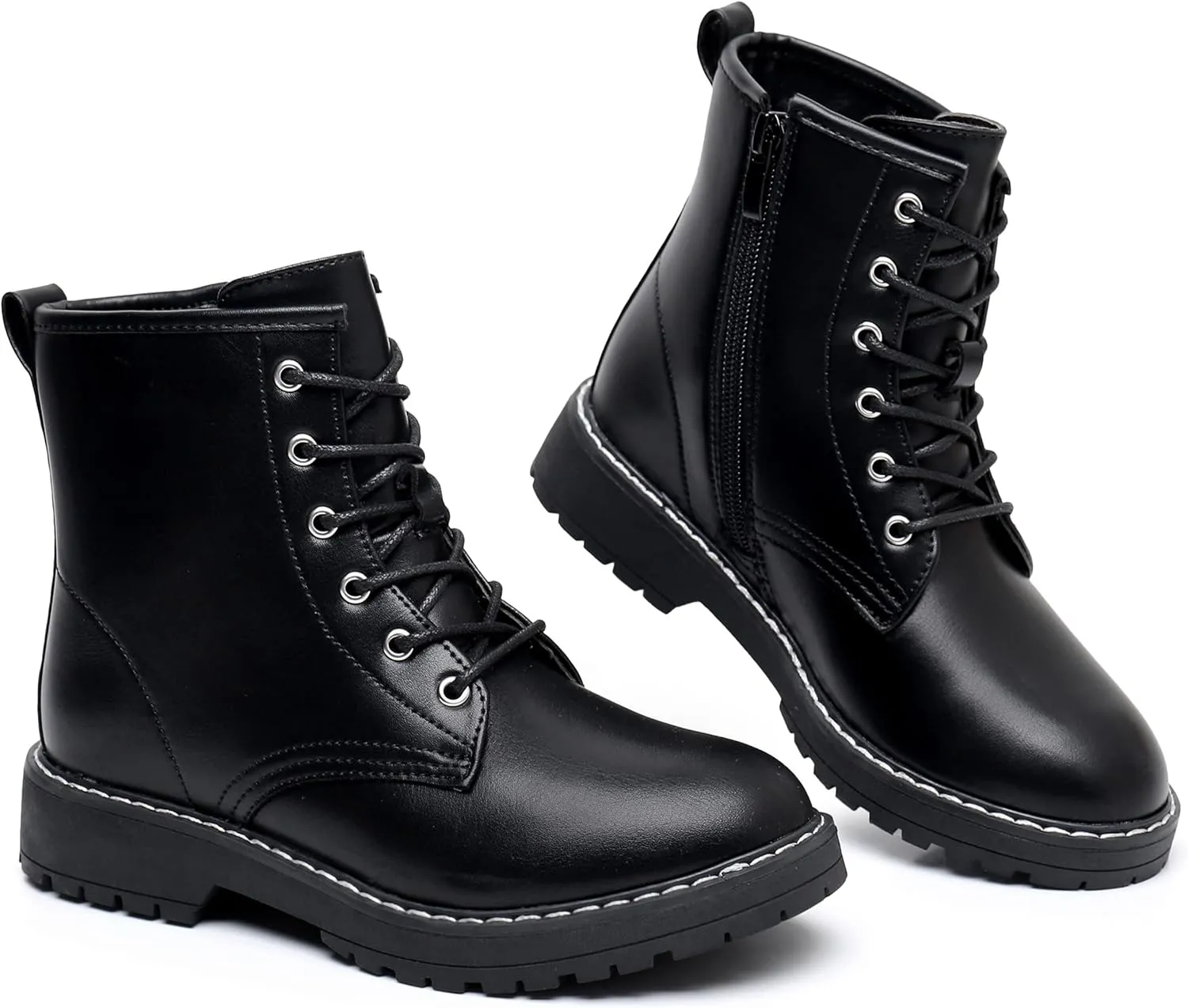 Blikcon Kids Girls Combat Ankle Boots Lace up Inner Zipper Fashion Booties (Little Kid/Big Kid)…