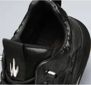 Boxpopla Men's Leather High-Top Casual Shoes Crocodile Pattern Fashion Sneakers Lightweight Waterproof Slip Sports Shoes