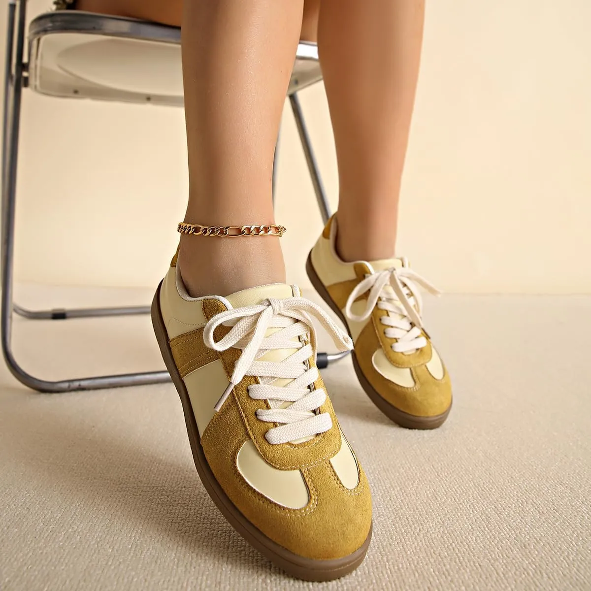 Breathable Knit Lightweight Contrast Sneakers Nonslip Rubber Sole Lace Up Athletic Shoes for Walking Running Daily Wear All Season Gift for Women