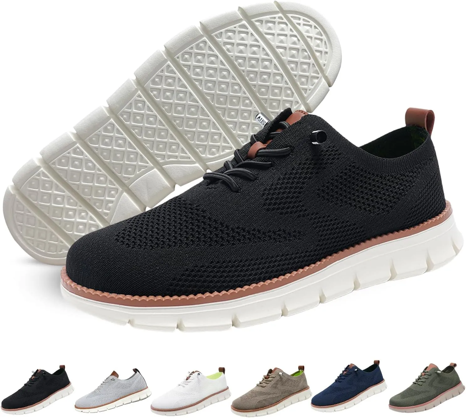 Breeze Shoes for Men Oxfords, Business Casual Shoes Breathable Mesh, Lace-Up Lightweight Sneakers Walking Shoe