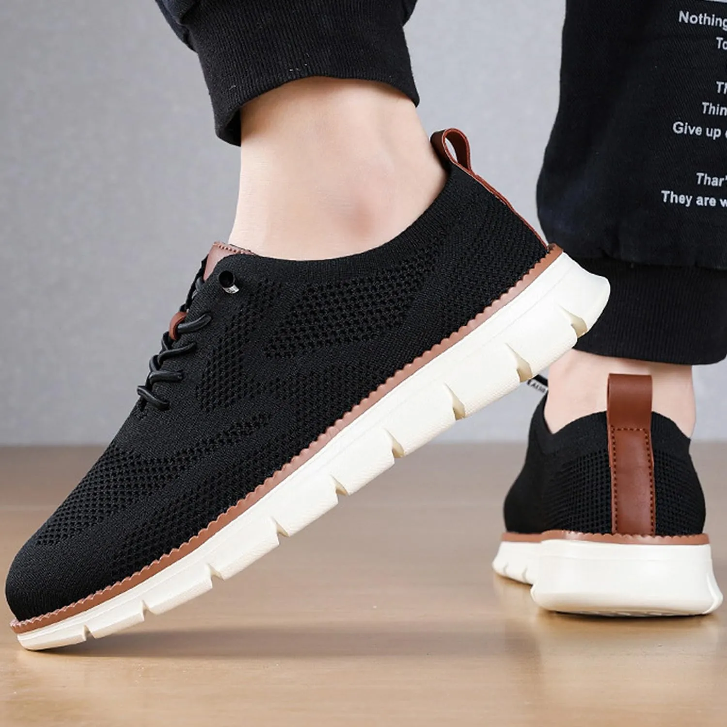 Breeze Shoes for Men Oxfords, Business Casual Shoes Breathable Mesh, Lace-Up Lightweight Sneakers Walking Shoe