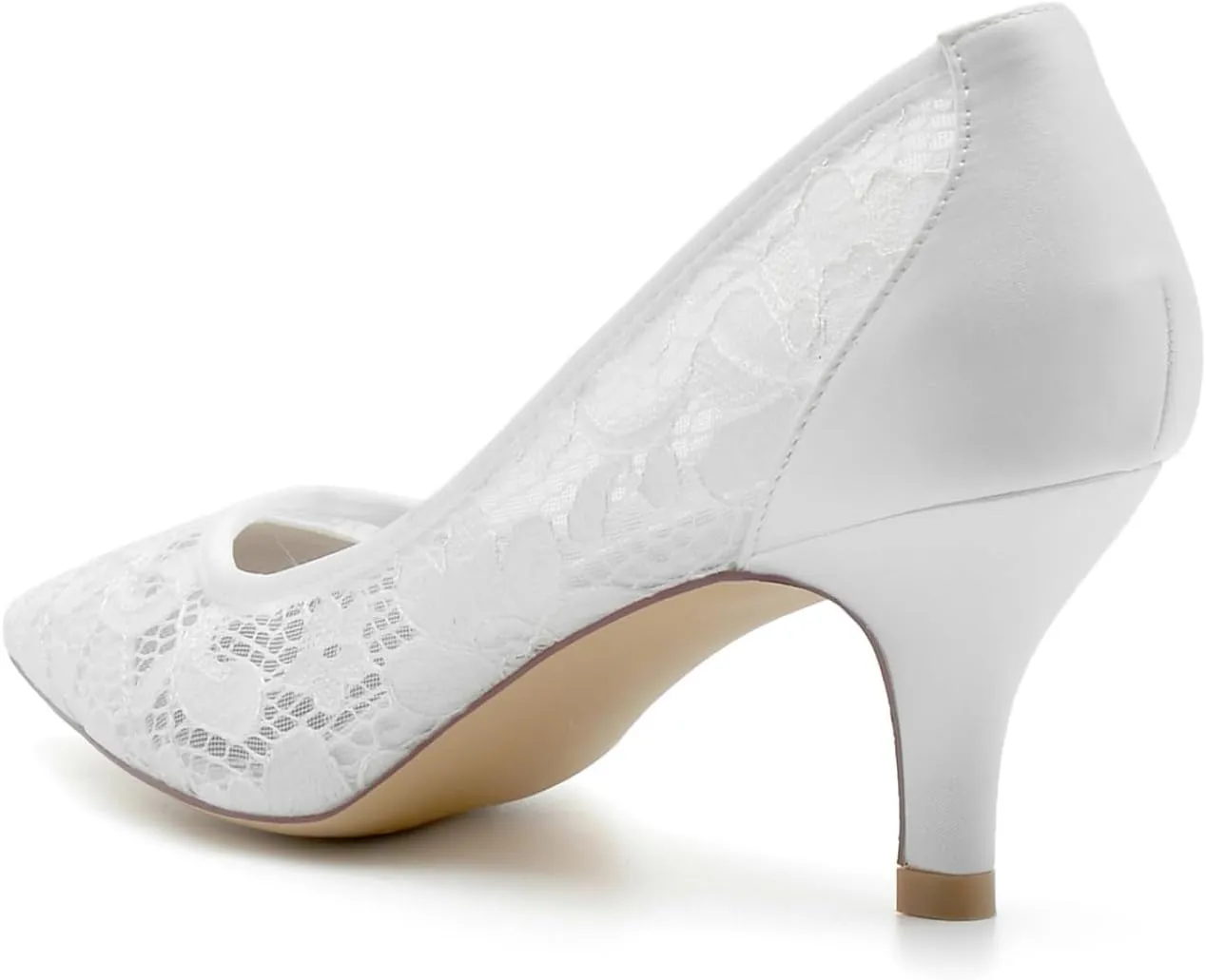 Bridal Wedding Shoes Lace Mesh Stiletto Heel Bridal Satinlow Heels Women Pointy Toe Pumps Evening Party Pumps Sandals 6Cm