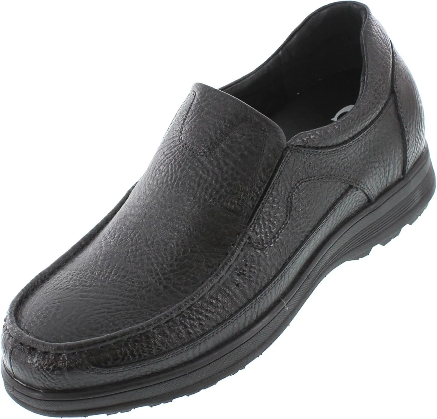 CALTO Men's Invisible Height Increasing Elevator Shoes - Black Premium Leather Slip-on Lightweight Casual Loafers - 3 Inches Taller - G1825 - Size 9 D(M) US