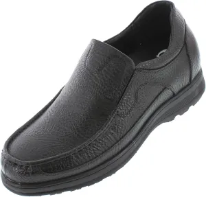 CALTO Men's Invisible Height Increasing Elevator Shoes - Black Premium Leather Slip-on Lightweight Casual Loafers - 3 Inches Taller - G1825 - Size 9 D(M) US