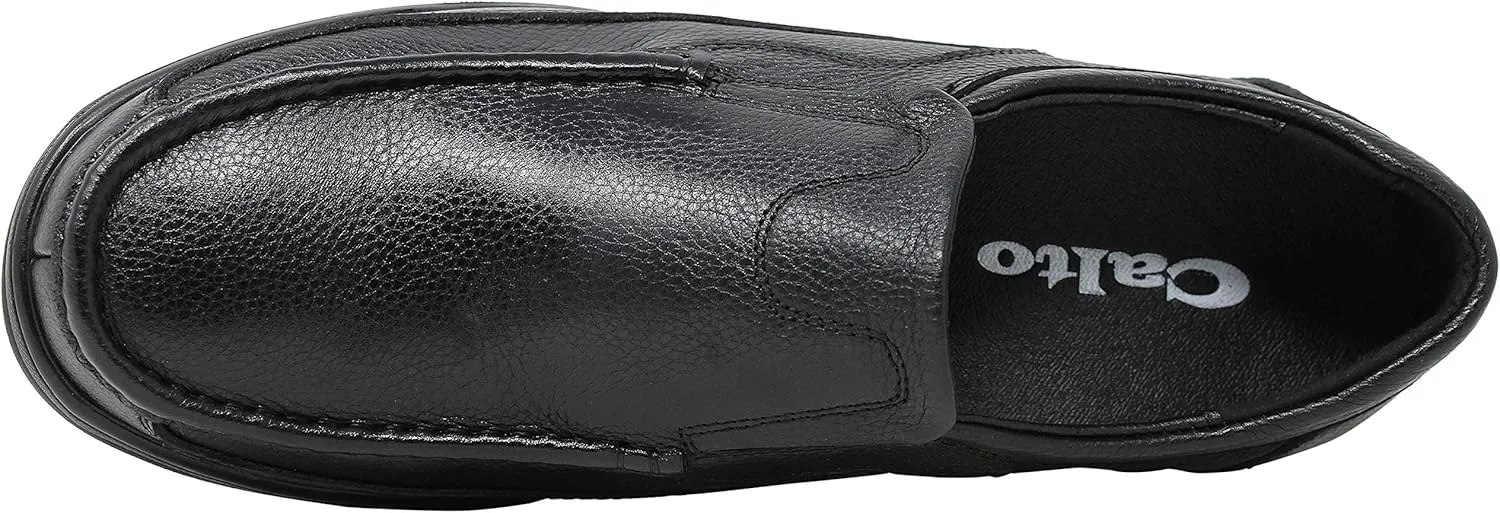 CALTO Men's Invisible Height Increasing Elevator Shoes - Black Premium Leather Slip-on Lightweight Casual Loafers - 3 Inches Taller - G1825 - Size 9 D(M) US