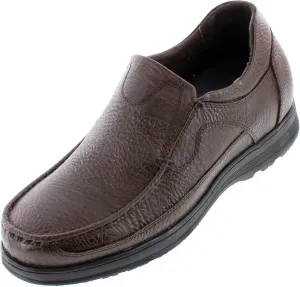 CALTO Men's Invisible Height Increasing Elevator Shoes - Dark Brown Premium Leather Slip-on Lightweight Casual Loafers - 3 Inches Taller - G1823 - Size 7 D(M) US