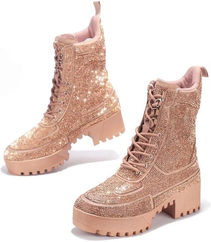 Cape Robbin Kingston Combat Boots for Women, Platform Boots with Chunky Block Heels, Womens High Tops Boots