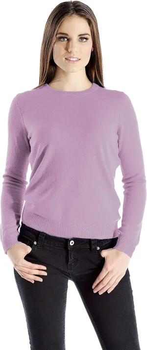 Cashmere Boutique 100% Pure Cashmere Crew Neck Sweater for Women – Long Sleeve, Classic Style, Soft and Warm Pullover Sweater