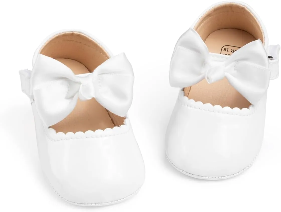 CENCIRILY Infant Baby Girls Mary Jane Flats Non Slip Soft Sole Prewalker Princess Wedding Dress Shoes