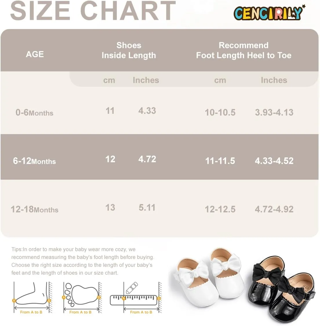 CENCIRILY Infant Baby Girls Mary Jane Flats Non Slip Soft Sole Prewalker Princess Wedding Dress Shoes