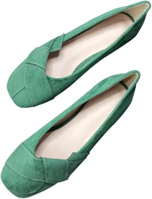 ChaiRong Zhou Elegant Knot Ballet Flats for Women Suede Square Toe Slip on Flats Casual Moccasin Shoes Comfortable Daily Dress Party Office Shoes