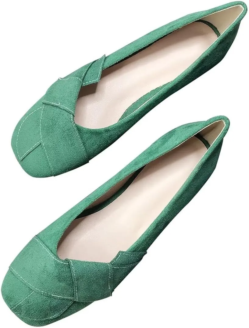 ChaiRong Zhou Elegant Knot Ballet Flats for Women Suede Square Toe Slip on Flats Casual Moccasin Shoes Comfortable Daily Dress Party Office Shoes