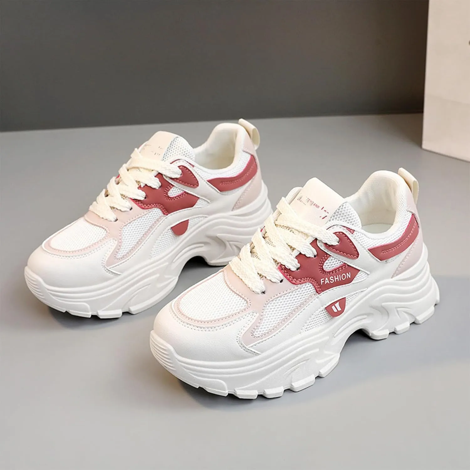 Chunky Platform Sneakers for Women Casual Tennis Walking Shoe Comfortable Breathable Durable Wedge Sneaker Fall Shoes
