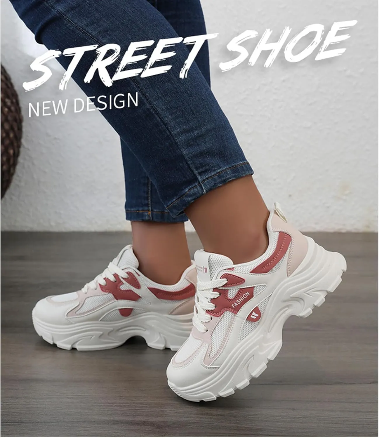 Chunky Platform Sneakers for Women Casual Tennis Walking Shoe Comfortable Breathable Durable Wedge Sneaker Fall Shoes