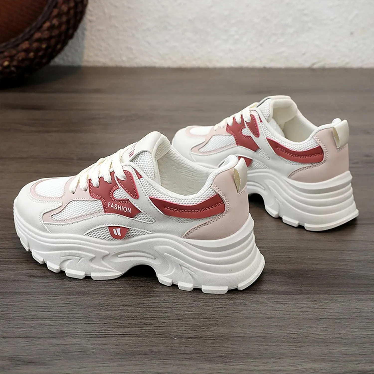 Chunky Platform Sneakers for Women Casual Tennis Walking Shoe Comfortable Breathable Durable Wedge Sneaker Fall Shoes