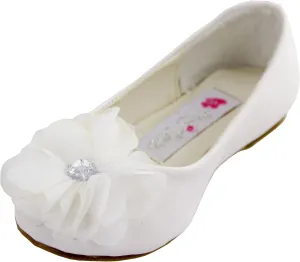 Cinderella Shimmer Flats (Childrens 11, White)