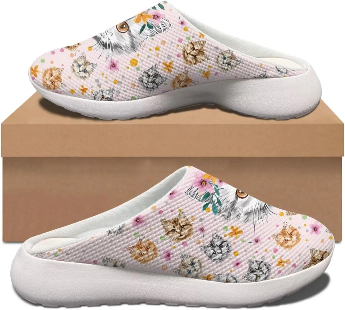 Coloranimal Cute Animal Floral Pattern Pull On Slippers for Women Beach Flat Shoes